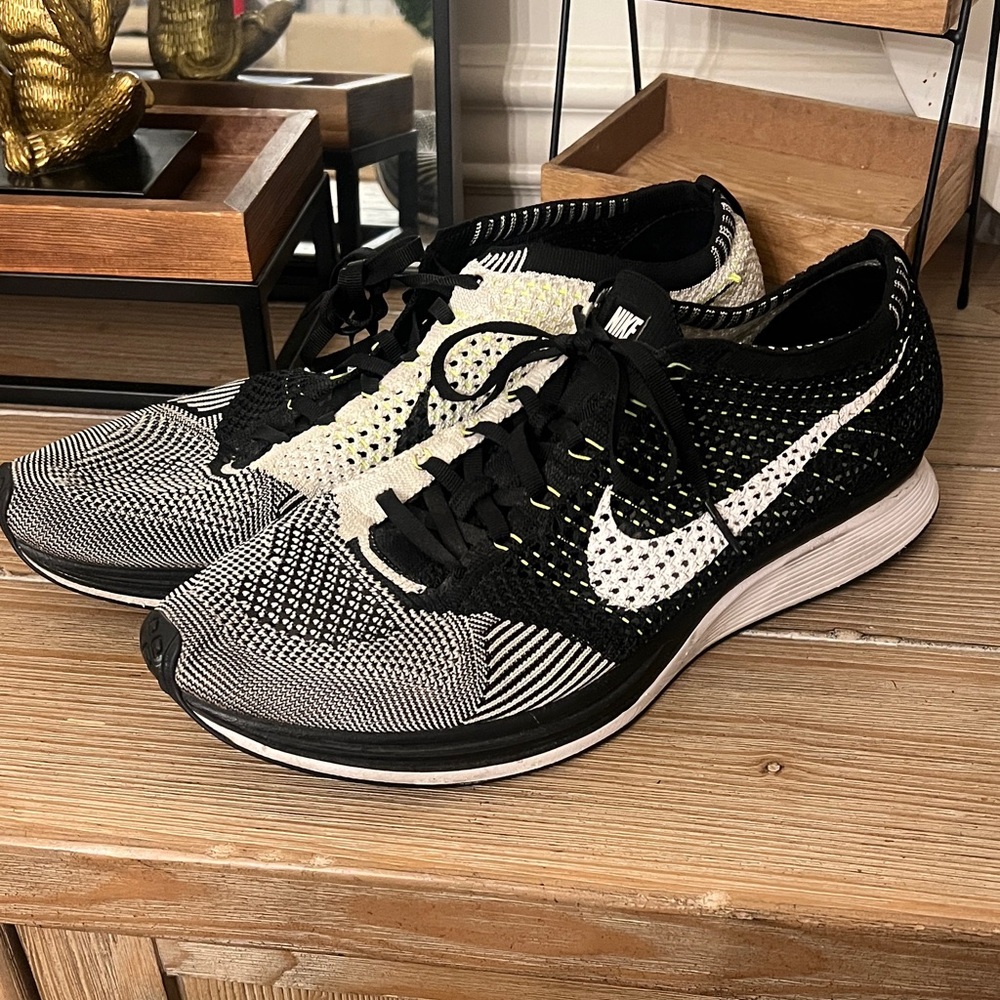 Nike Black and White Knit Running Shoes